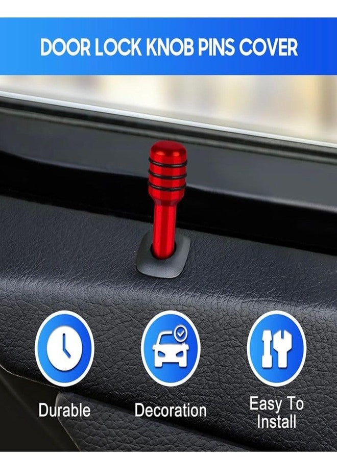 AUTO MT مقابض قفل أبواب السيارة المعدنية الحمراء، مصنوعة من سبائك الألومنيوم، دبابيس سحب داخلية لقفل الأبواب، مناسبة لجميع أنواع السيارات، لتزيين السيارة - Image 5